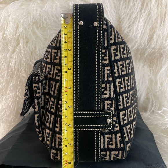 Fendi Semitracolla Piccola suede leather monogram shoulder bag purse AUTHENTIC - Picture 4 of 15